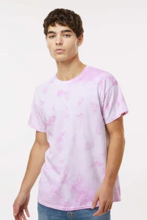 Dyenomite Mens Crystal Tie Dyed Short Sleeve Crewneck T-Shirt - Lilac Clothing Dyenomite