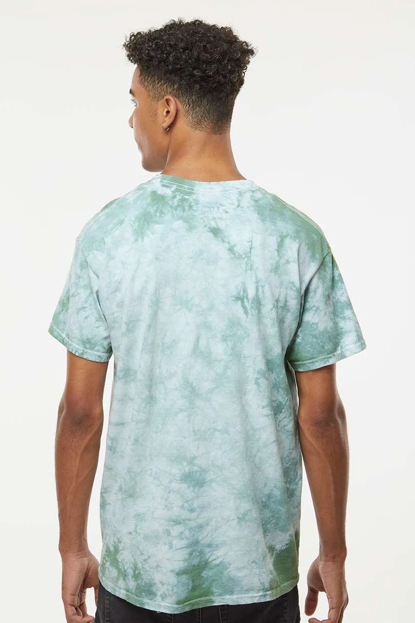 Dyenomite Mens Crystal Tie Dyed Short Sleeve Crewneck T-Shirt - Moss Clothing Dyenomite