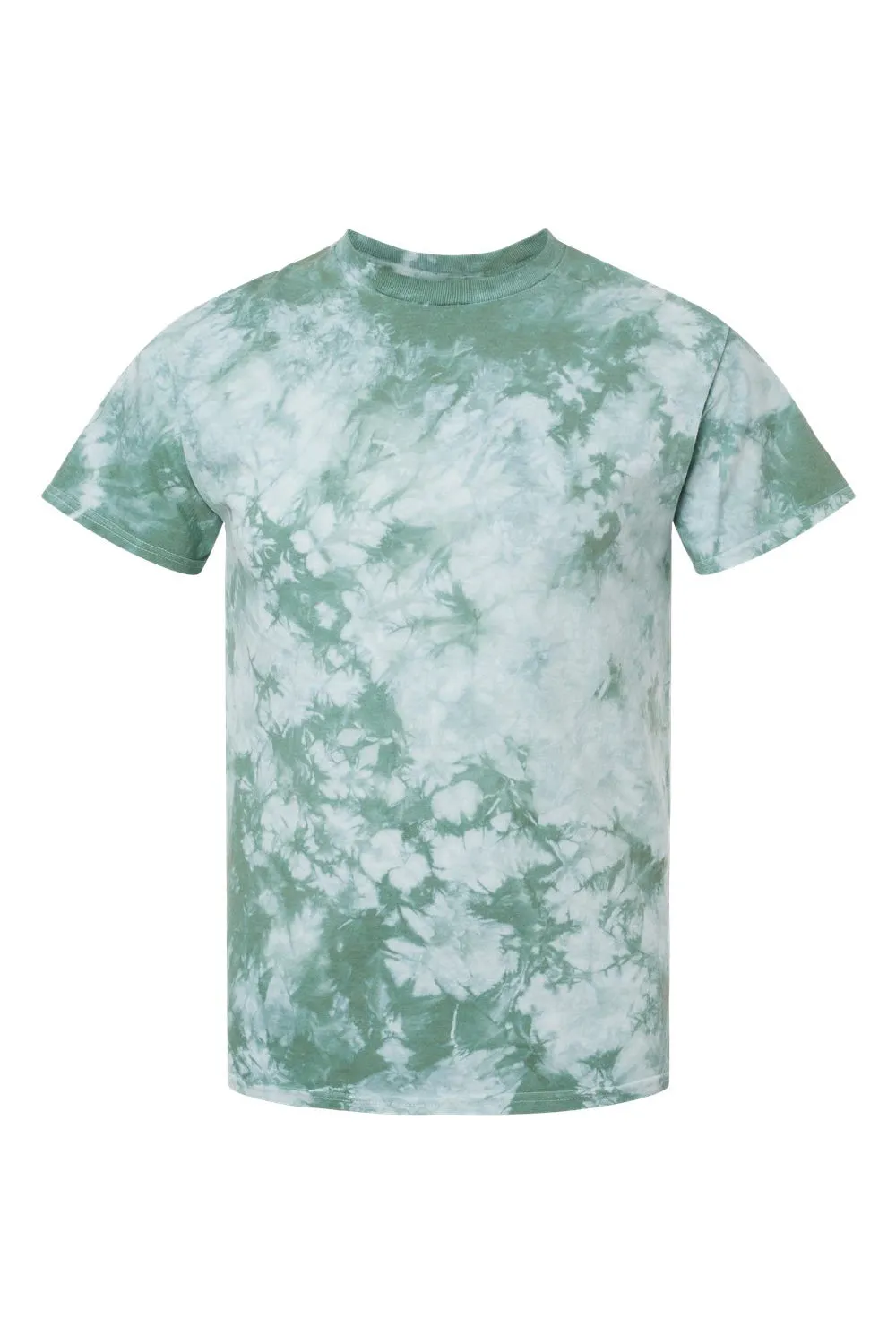 Dyenomite Mens Crystal Tie Dyed Short Sleeve Crewneck T-Shirt - Moss Clothing Dyenomite
