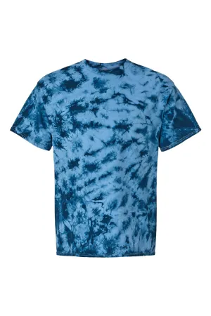 Dyenomite Mens Crystal Tie Dyed Short Sleeve Crewneck T-Shirt - Navy Blue/Columbia Clothing Dyenomite