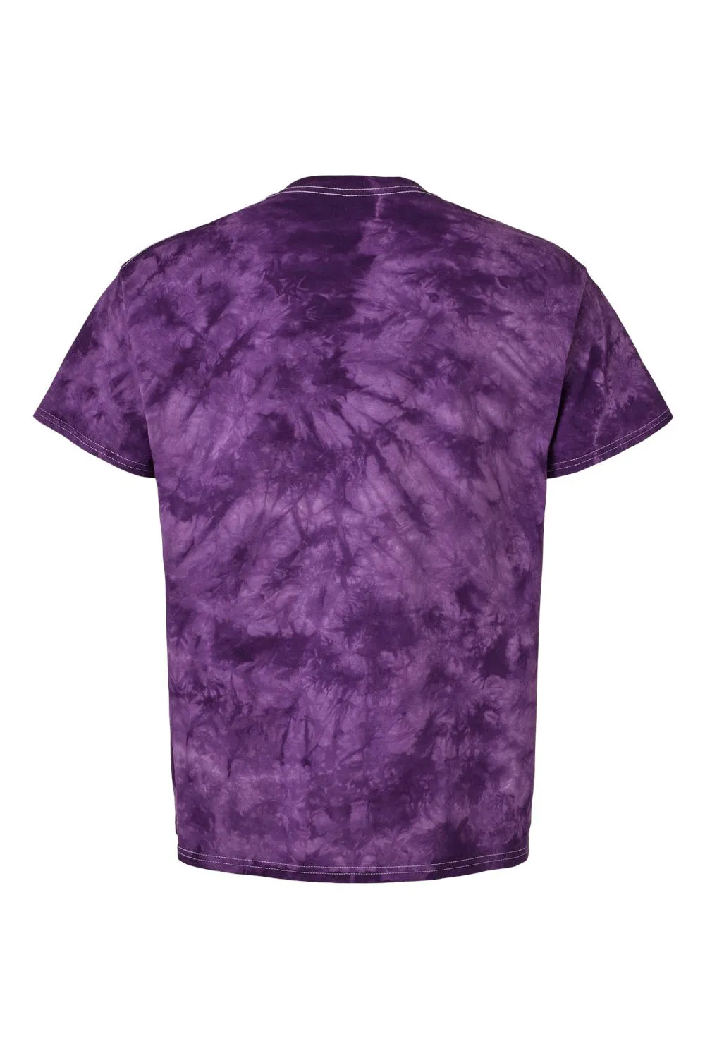 Dyenomite Mens Crystal Tie Dyed Short Sleeve Crewneck T-Shirt - Purple Clothing Dyenomite