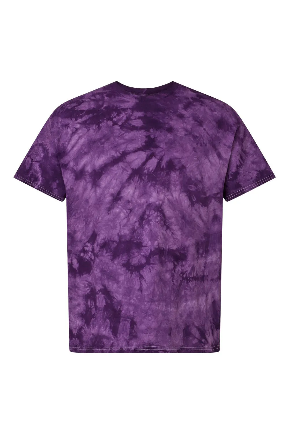 Dyenomite Mens Crystal Tie Dyed Short Sleeve Crewneck T-Shirt - Purple Clothing Dyenomite
