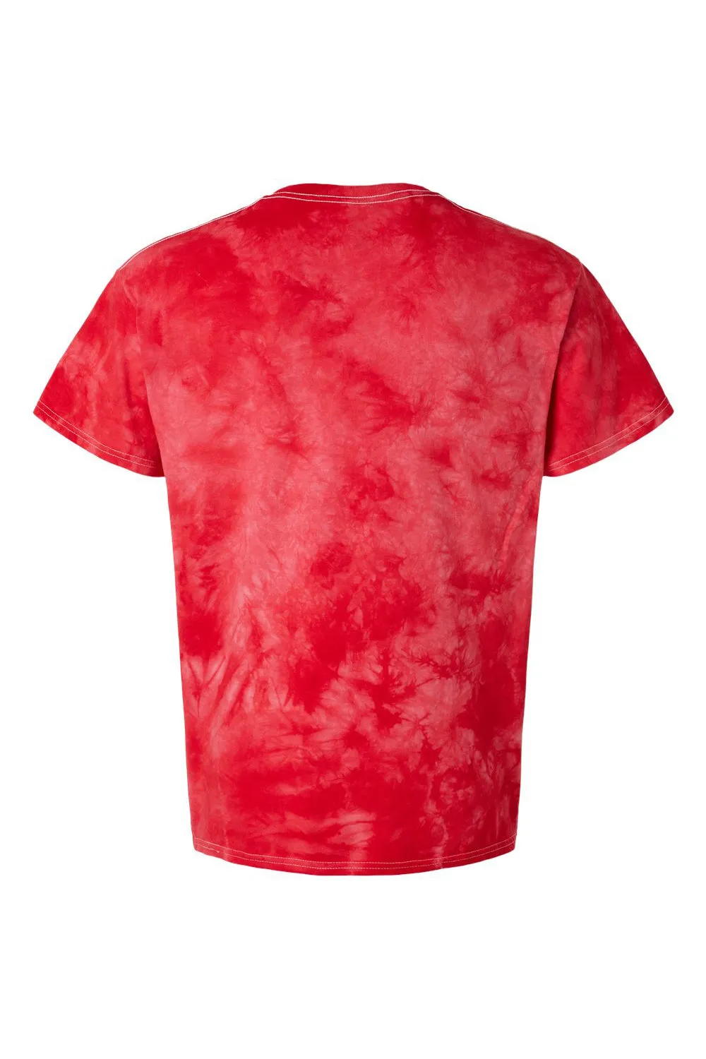 Dyenomite Mens Crystal Tie Dyed Short Sleeve Crewneck T-Shirt - Red Clothing Dyenomite
