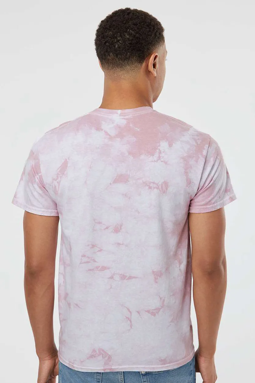 Dyenomite Mens Crystal Tie Dyed Short Sleeve Crewneck T-Shirt - Rose Clothing Dyenomite