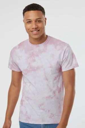 Dyenomite Mens Crystal Tie Dyed Short Sleeve Crewneck T-Shirt - Rose Clothing Dyenomite