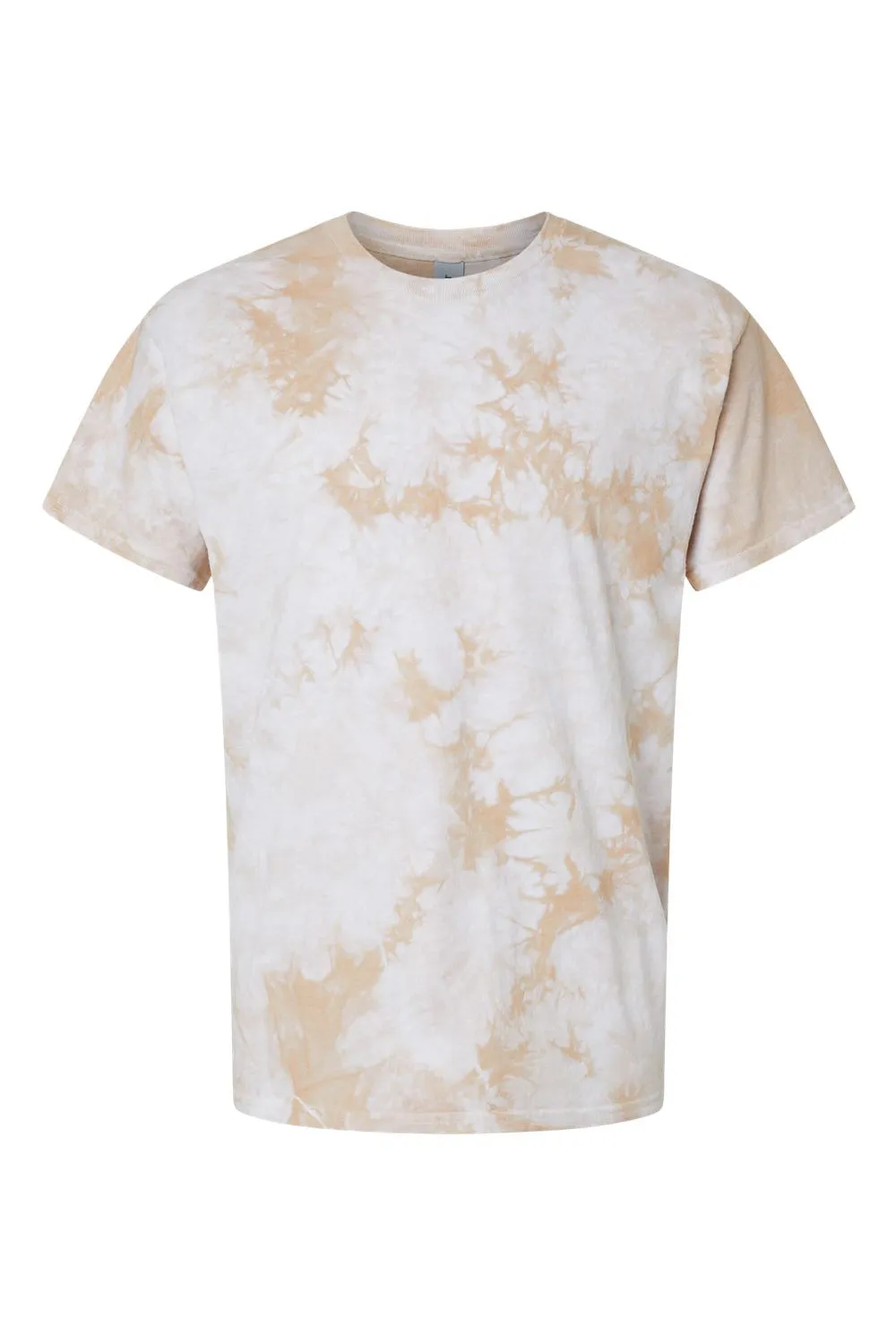 Dyenomite Mens Crystal Tie Dyed Short Sleeve Crewneck T-Shirt - Sand Clothing Dyenomite