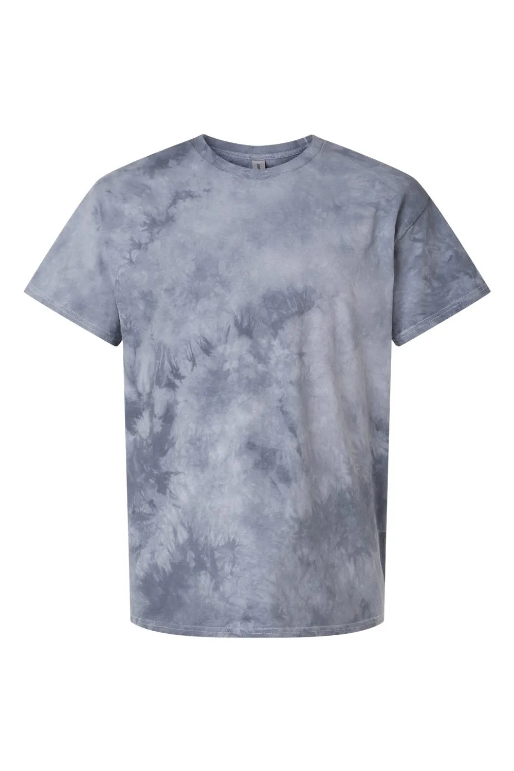 Dyenomite Mens Crystal Tie Dyed Short Sleeve Crewneck T-Shirt - Silver Grey Clothing Dyenomite
