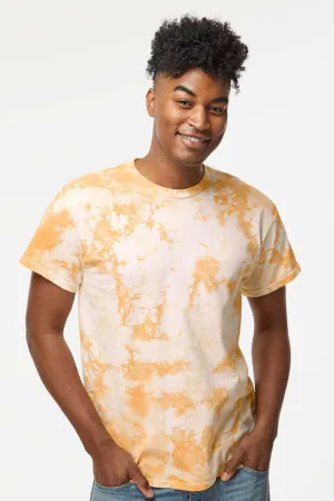 Dyenomite Mens Crystal Tie Dyed Short Sleeve Crewneck T-Shirt - Tangerine Clothing Dyenomite