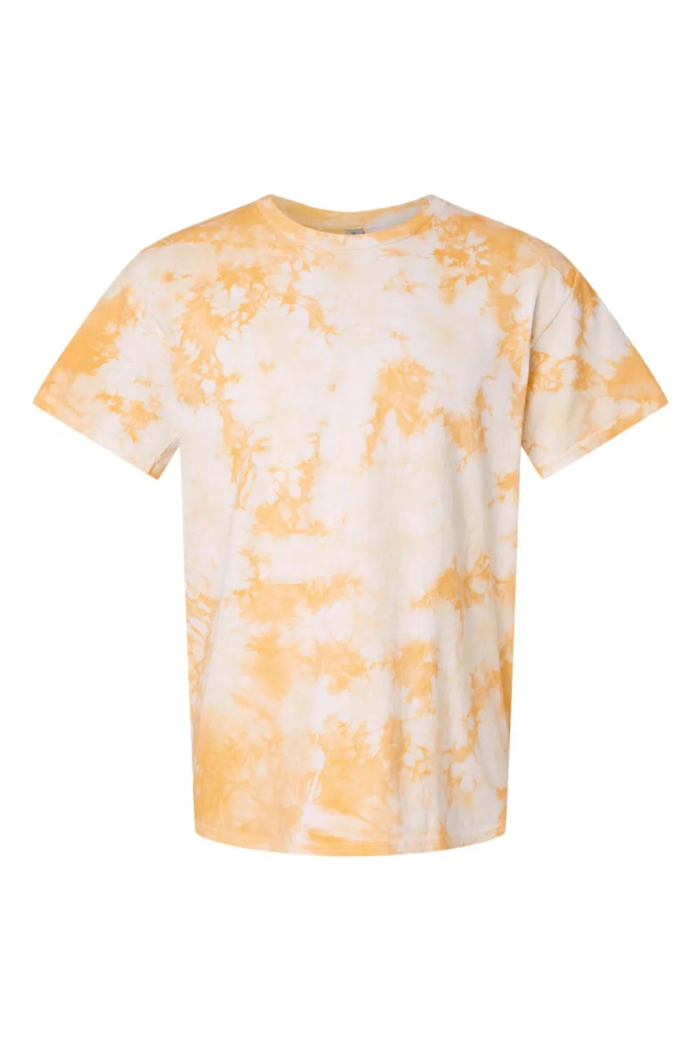 Dyenomite Mens Crystal Tie Dyed Short Sleeve Crewneck T-Shirt - Tangerine Clothing Dyenomite