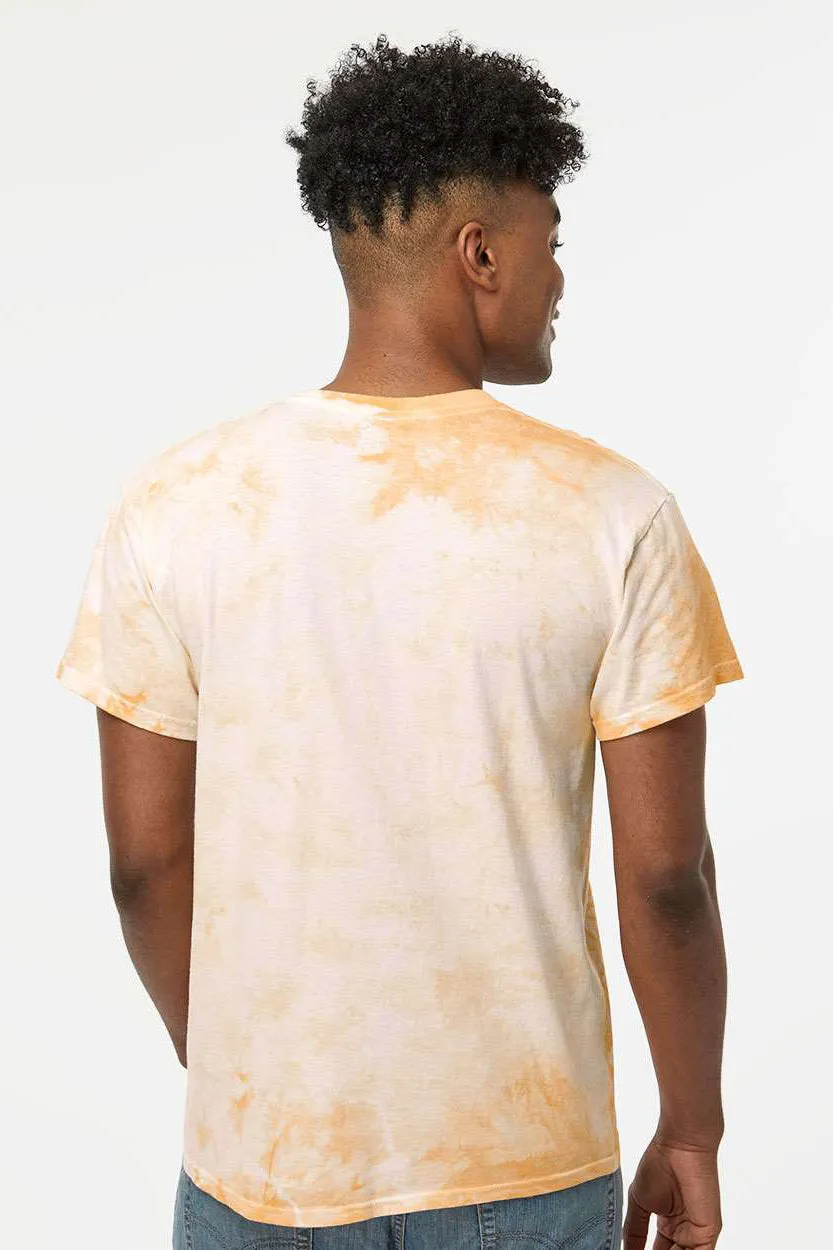 Dyenomite Mens Crystal Tie Dyed Short Sleeve Crewneck T-Shirt - Tangerine Clothing Dyenomite