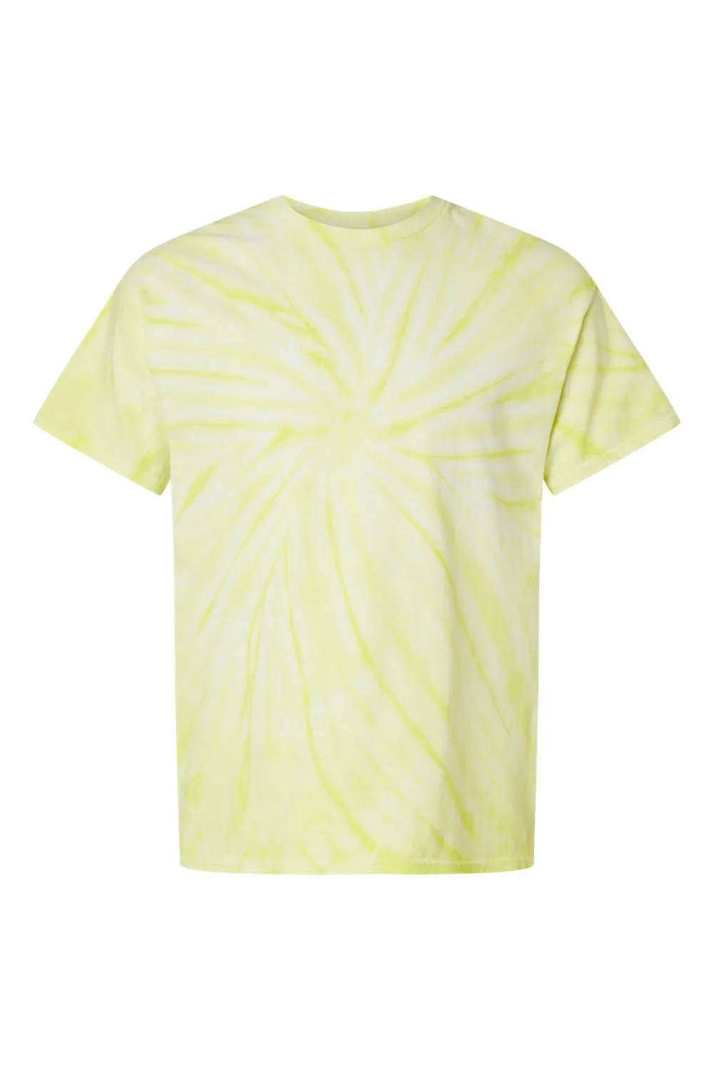 Dyenomite Mens Cyclone Pinwheel Tie Dyed Short Sleeve Crewneck T-Shirt - Citron Clothing Dyenomite