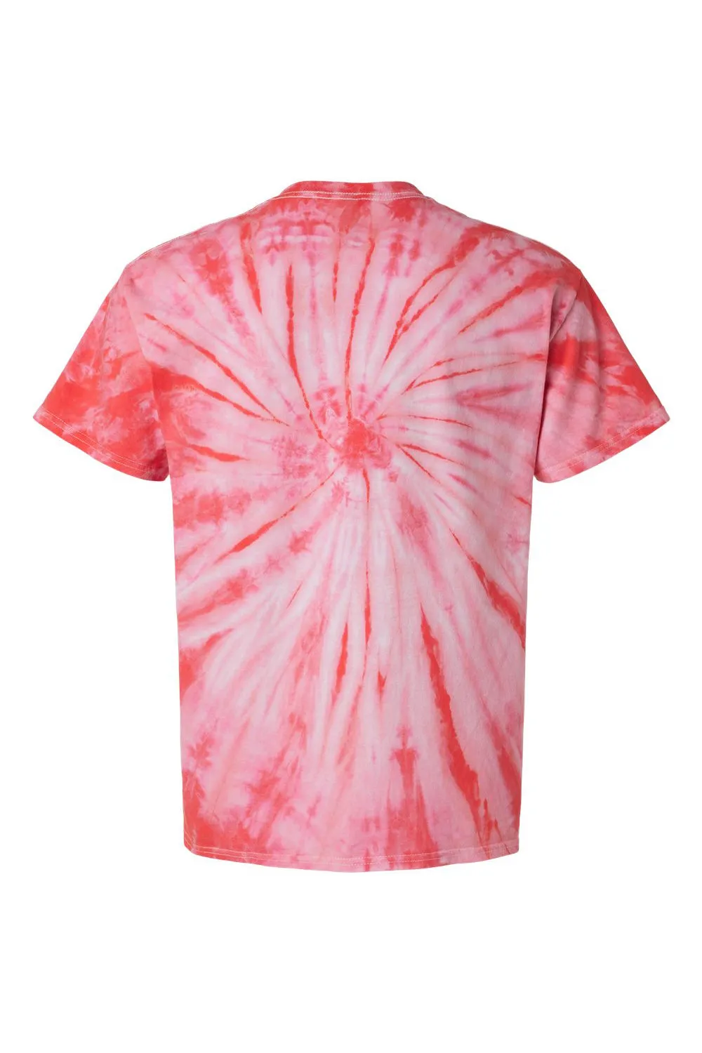 Dyenomite Mens Cyclone Pinwheel Tie Dyed Short Sleeve Crewneck T-Shirt - Coral Clothing Dyenomite