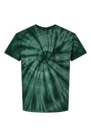 Dyenomite Mens Cyclone Pinwheel Tie Dyed Short Sleeve Crewneck T-Shirt - Forest Green Clothing Dyenomite