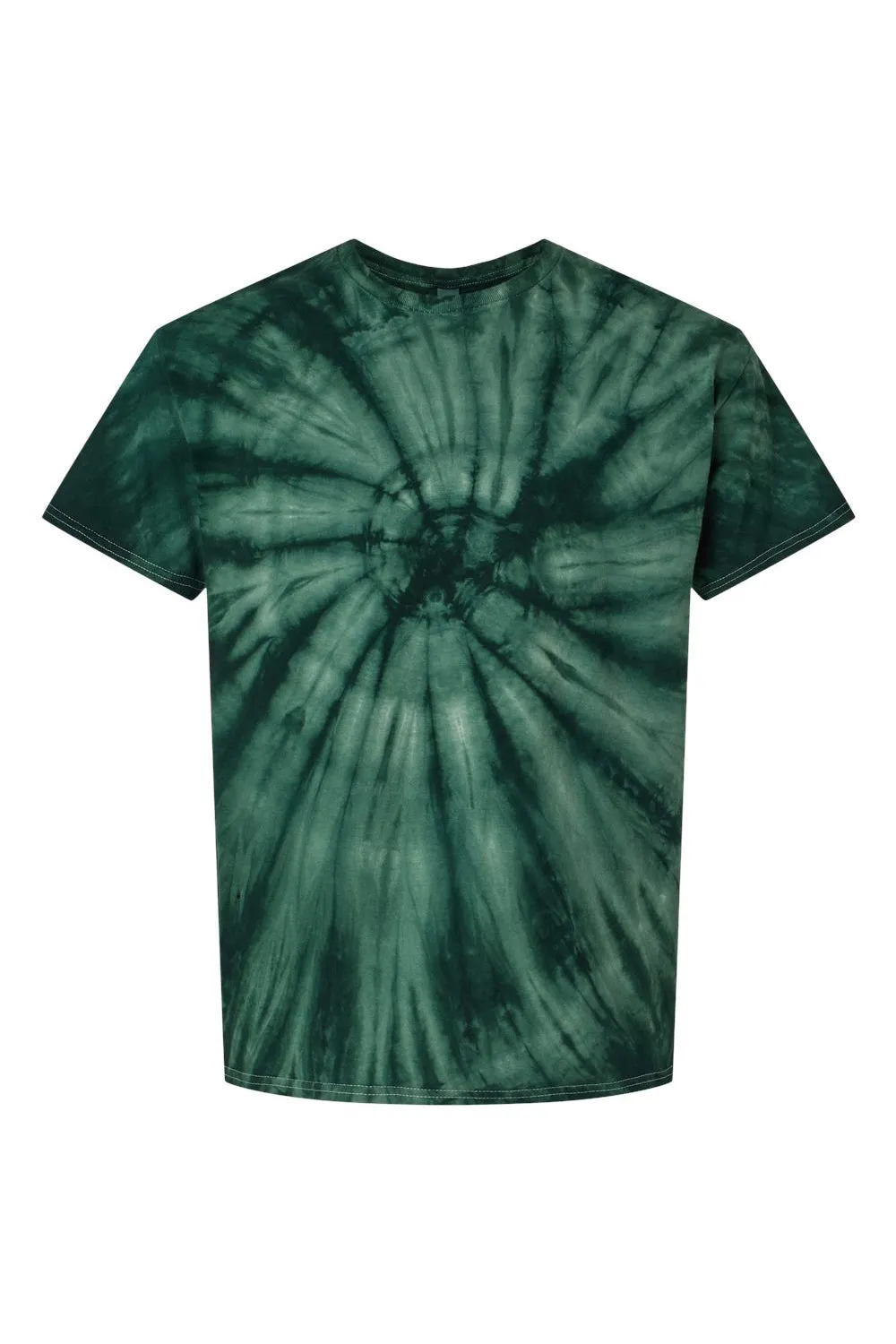 Dyenomite Mens Cyclone Pinwheel Tie Dyed Short Sleeve Crewneck T-Shirt - Forest Green Clothing Dyenomite
