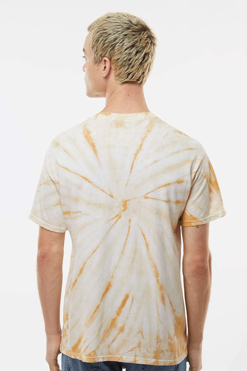 Dyenomite Mens Cyclone Pinwheel Tie Dyed Short Sleeve Crewneck T-Shirt - Honey Clothing Dyenomite