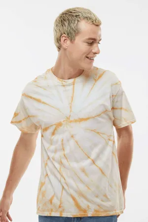 Dyenomite Mens Cyclone Pinwheel Tie Dyed Short Sleeve Crewneck T-Shirt - Honey Clothing Dyenomite
