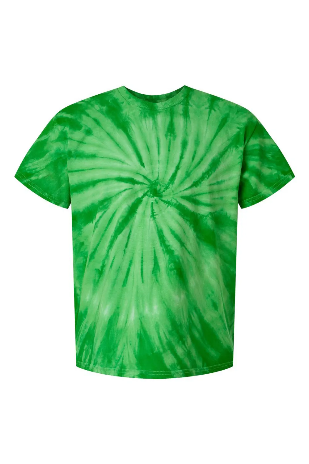 Dyenomite Mens Cyclone Pinwheel Tie Dyed Short Sleeve Crewneck T-Shirt - Kelly Green Clothing Dyenomite