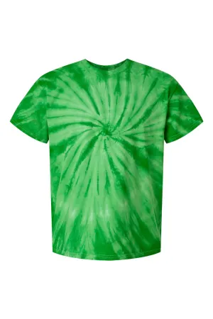 Dyenomite Mens Cyclone Pinwheel Tie Dyed Short Sleeve Crewneck T-Shirt - Kelly Green Clothing Dyenomite