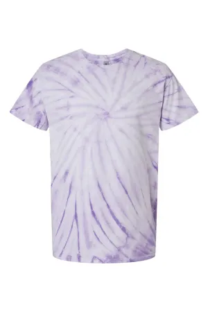 Dyenomite Mens Cyclone Pinwheel Tie Dyed Short Sleeve Crewneck T-Shirt - Lavender Clothing Dyenomite