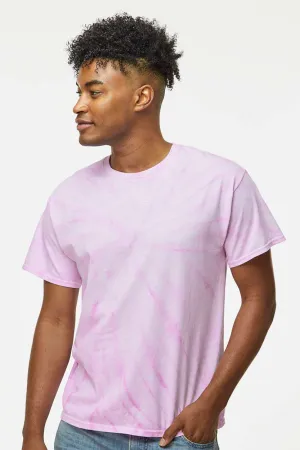 Dyenomite Mens Cyclone Pinwheel Tie Dyed Short Sleeve Crewneck T-Shirt - Lilac Clothing Dyenomite