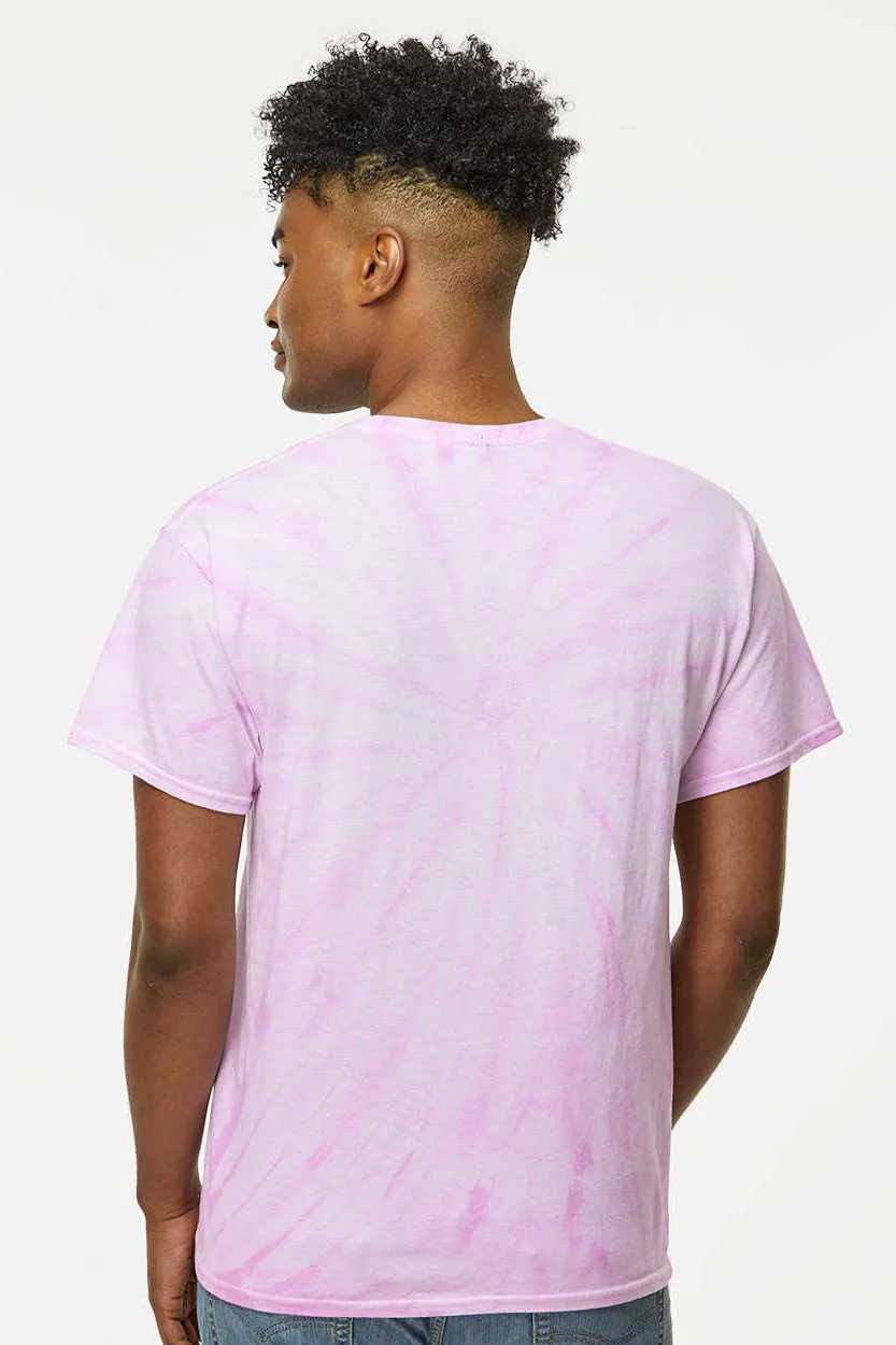 Dyenomite Mens Cyclone Pinwheel Tie Dyed Short Sleeve Crewneck T-Shirt - Lilac Clothing Dyenomite