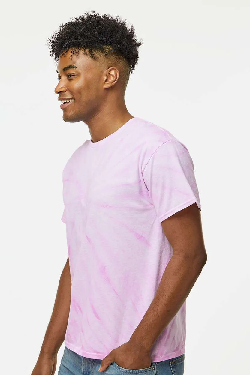 Dyenomite Mens Cyclone Pinwheel Tie Dyed Short Sleeve Crewneck T-Shirt - Lilac Clothing Dyenomite