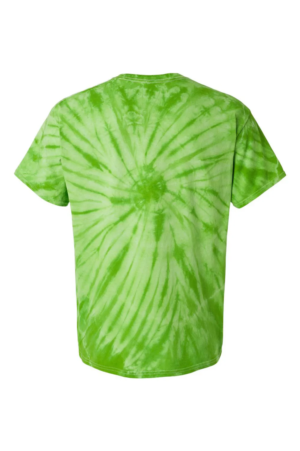 Dyenomite Mens Cyclone Pinwheel Tie Dyed Short Sleeve Crewneck T-Shirt - Lime Green Clothing Dyenomite