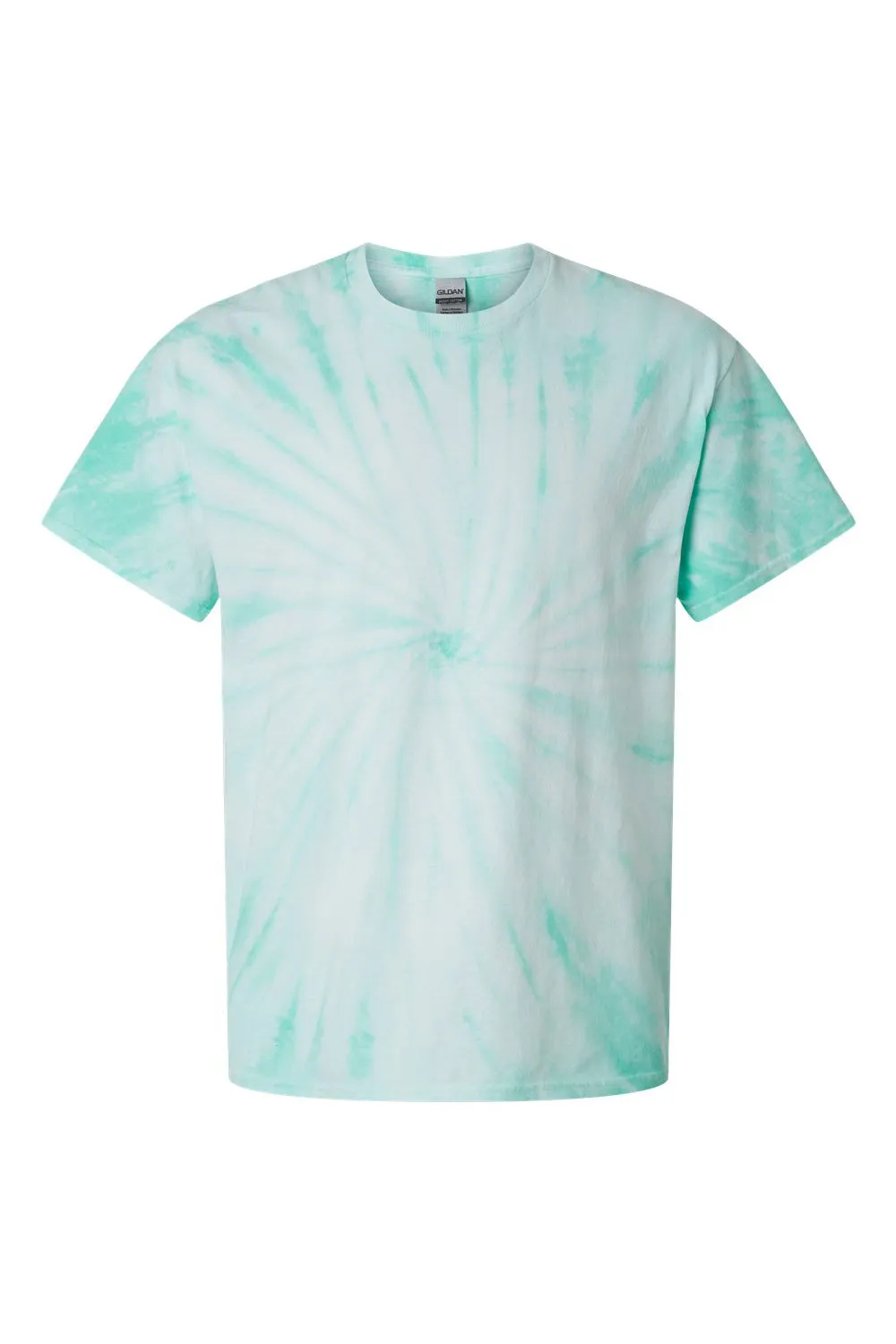 Dyenomite Mens Cyclone Pinwheel Tie Dyed Short Sleeve Crewneck T-Shirt - Mint Green Clothing Dyenomite