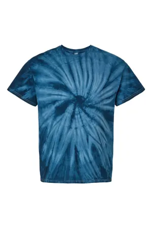 Dyenomite Mens Cyclone Pinwheel Tie Dyed Short Sleeve Crewneck T-Shirt - Navy Blue Clothing Dyenomite