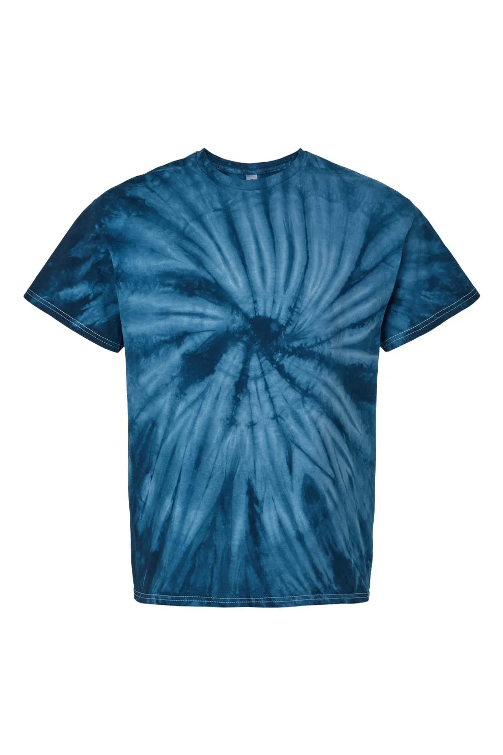 Dyenomite Mens Cyclone Pinwheel Tie Dyed Short Sleeve Crewneck T-Shirt - Navy Blue Clothing Dyenomite