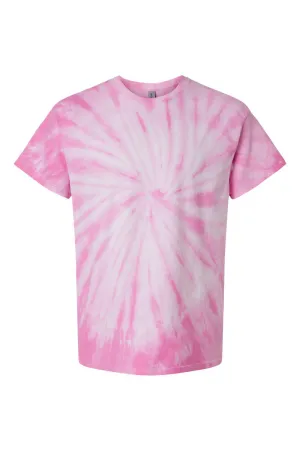 Dyenomite Mens Cyclone Pinwheel Tie Dyed Short Sleeve Crewneck T-Shirt - Pink Clothing Dyenomite