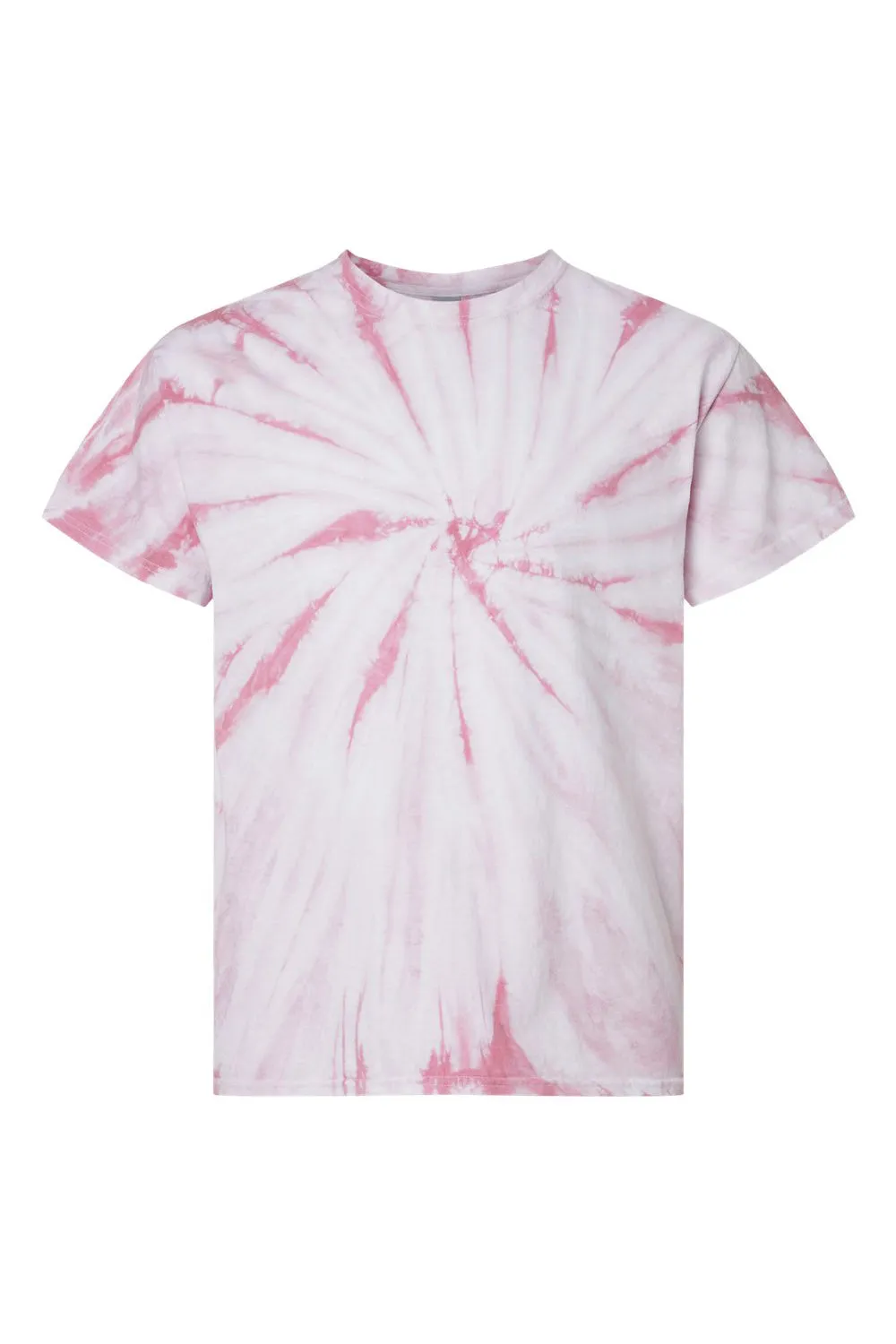 Dyenomite Mens Cyclone Pinwheel Tie Dyed Short Sleeve Crewneck T-Shirt - Rose Clothing Dyenomite