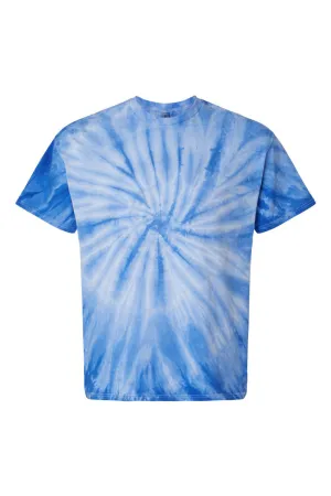 Dyenomite Mens Cyclone Pinwheel Tie Dyed Short Sleeve Crewneck T-Shirt - Royal Blue Clothing Dyenomite