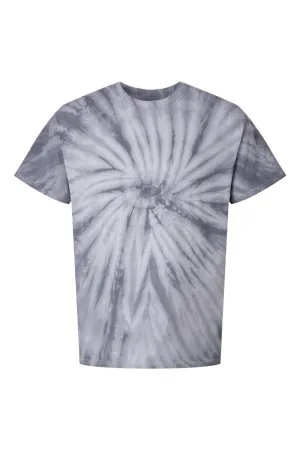 Dyenomite Mens Cyclone Pinwheel Tie Dyed Short Sleeve Crewneck T-Shirt - Silver Grey Clothing Dyenomite
