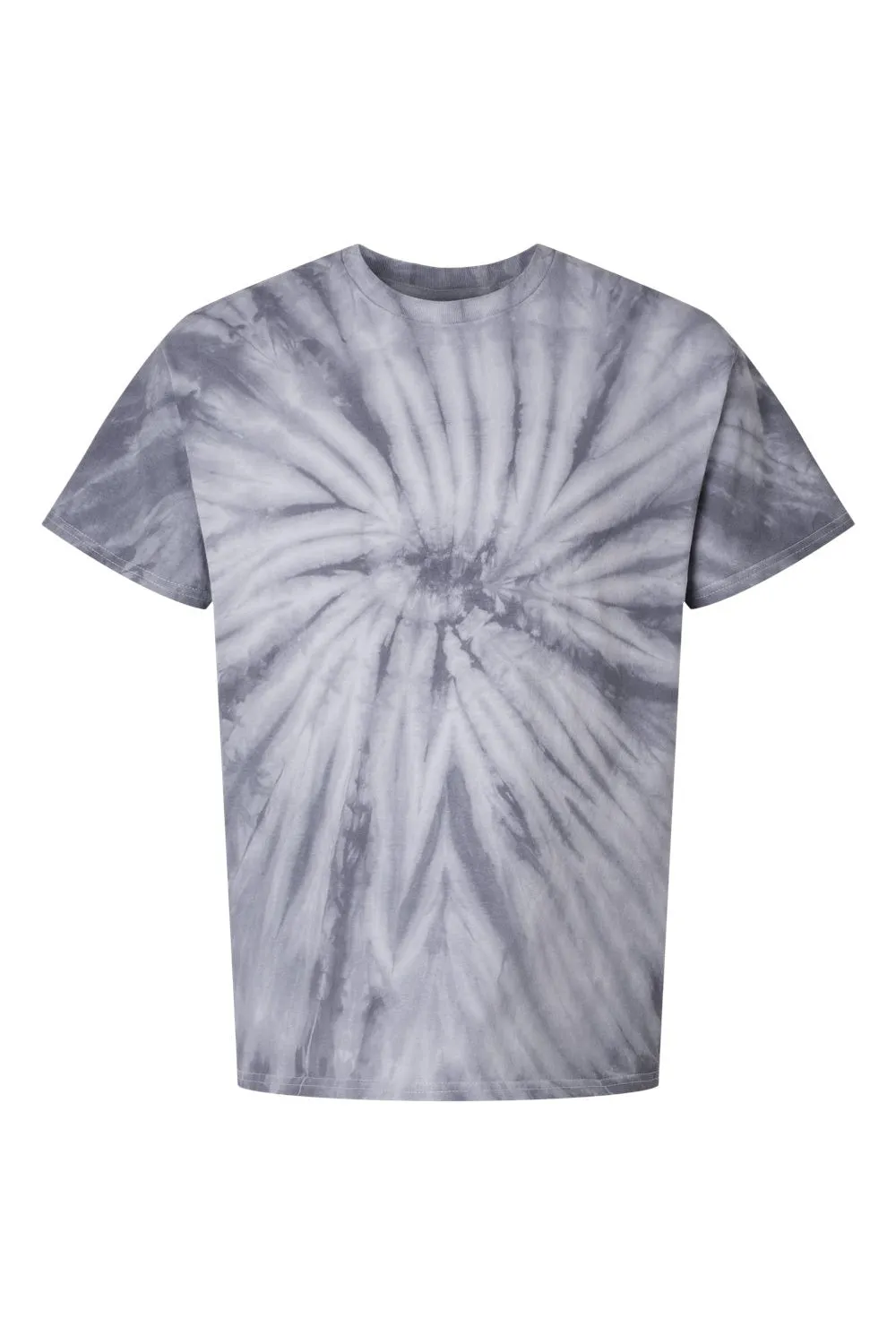Dyenomite Mens Cyclone Pinwheel Tie Dyed Short Sleeve Crewneck T-Shirt - Silver Grey Clothing Dyenomite