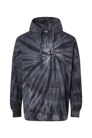 Dyenomite Mens Cyclone Tie Dyed Hooded Sweatshirt Hoodie w/ Pouch Pocket - Black Clothing Dyenomite