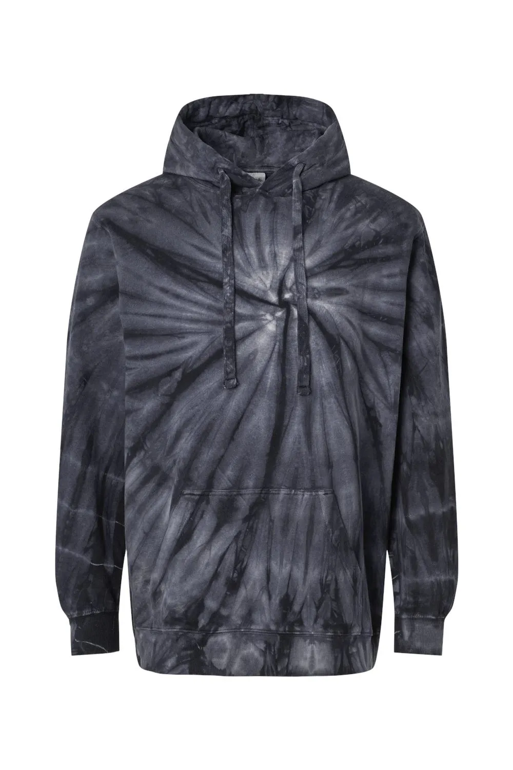 Dyenomite Mens Cyclone Tie Dyed Hooded Sweatshirt Hoodie w/ Pouch Pocket - Black Clothing Dyenomite