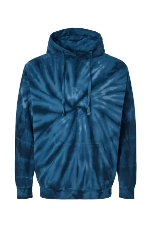 Dyenomite Mens Cyclone Tie Dyed Hooded Sweatshirt Hoodie w/ Pouch Pocket - Navy Blue Clothing Dyenomite