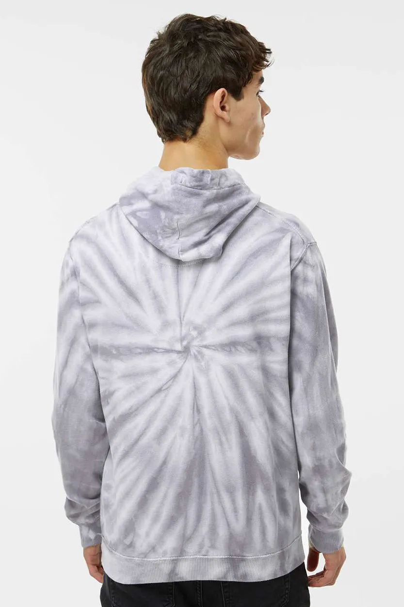 Dyenomite Mens Cyclone Tie Dyed Hooded Sweatshirt Hoodie w/ Pouch Pocket - Silver Grey Clothing Dyenomite