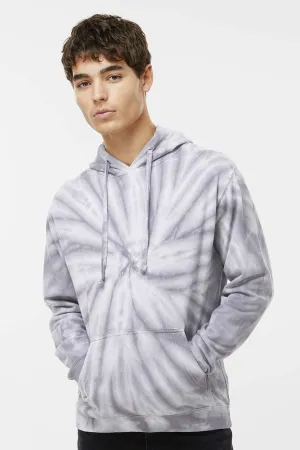 Dyenomite Mens Cyclone Tie Dyed Hooded Sweatshirt Hoodie w/ Pouch Pocket - Silver Grey Clothing Dyenomite