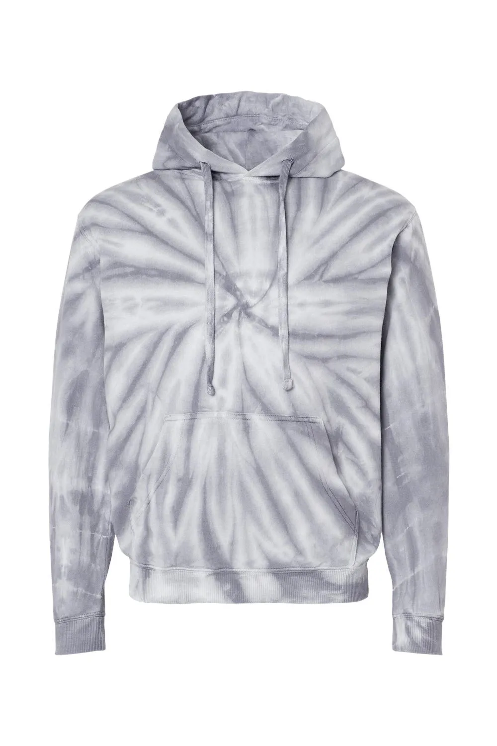 Dyenomite Mens Cyclone Tie Dyed Hooded Sweatshirt Hoodie w/ Pouch Pocket - Silver Grey Clothing Dyenomite
