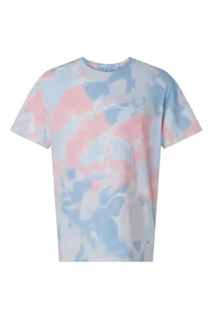 Dyenomite Mens Dream Tie Dyed Short Sleeve Crewneck T-Shirt - Coral Clothing Dyenomite