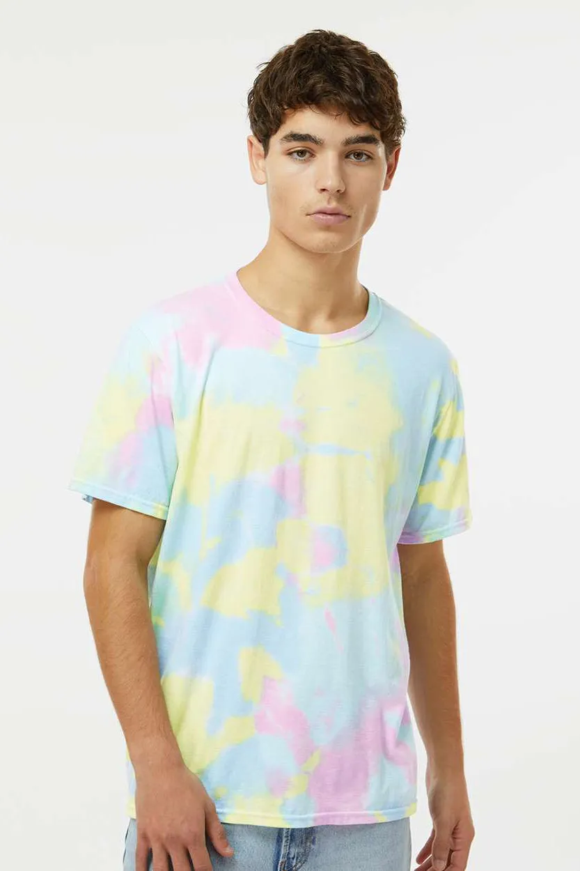 Dyenomite Mens Dream Tie Dyed Short Sleeve Crewneck T-Shirt - Pastel Rainbow Clothing Dyenomite