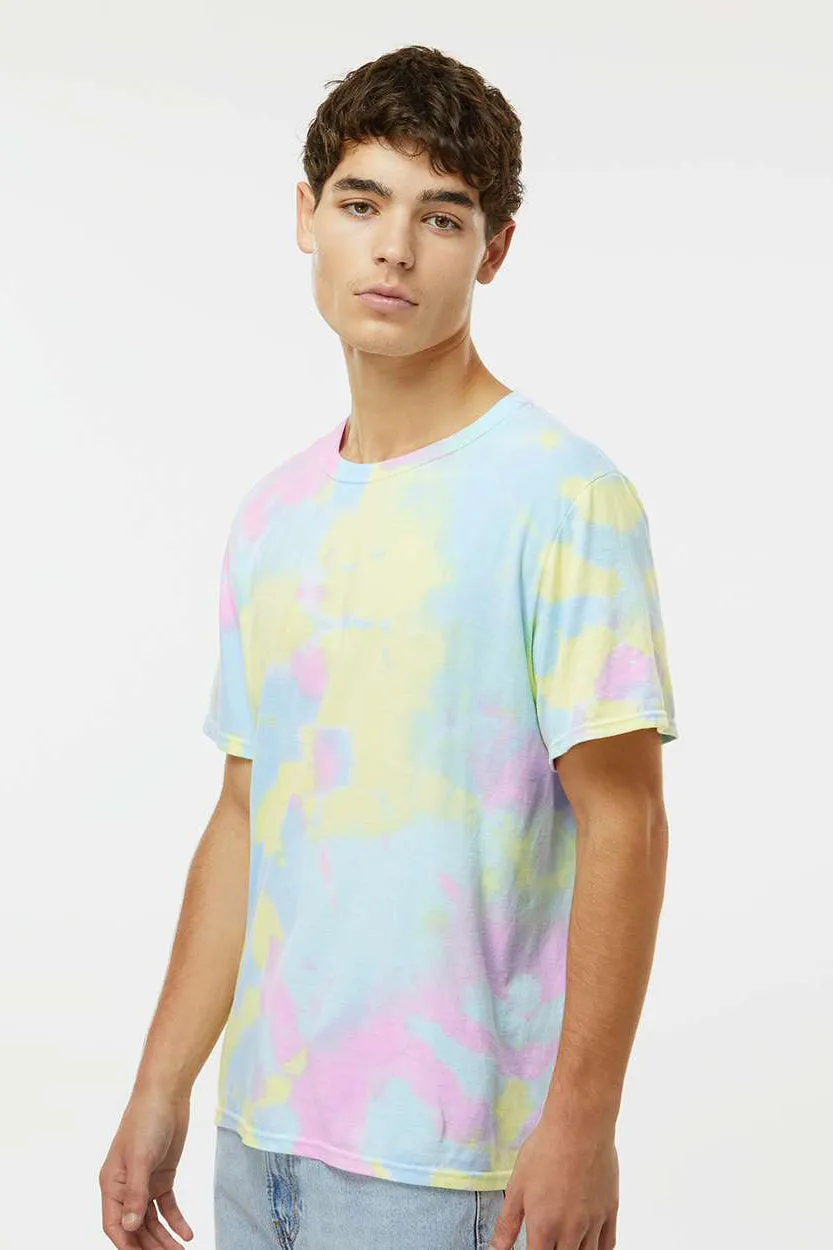 Dyenomite Mens Dream Tie Dyed Short Sleeve Crewneck T-Shirt - Pastel Rainbow Clothing Dyenomite
