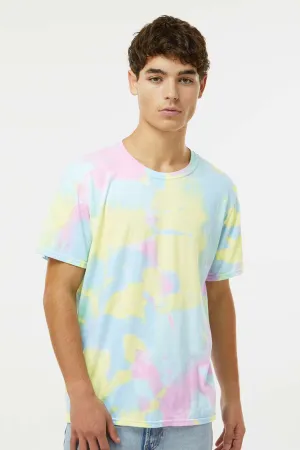 Dyenomite Mens Dream Tie Dyed Short Sleeve Crewneck T-Shirt - Pastel Rainbow Clothing Dyenomite