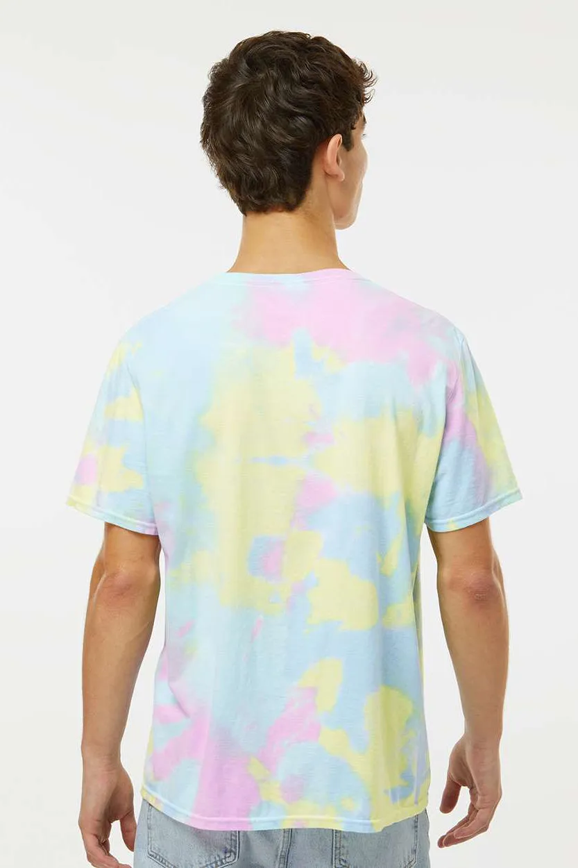 Dyenomite Mens Dream Tie Dyed Short Sleeve Crewneck T-Shirt - Pastel Rainbow Clothing Dyenomite