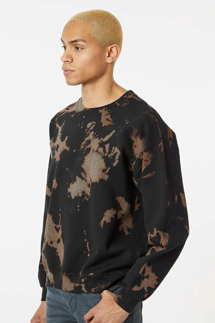 Dyenomite Mens Essential Fleece Bleach Wash Crewneck Sweatshirt - Gobi Clothing Dyenomite