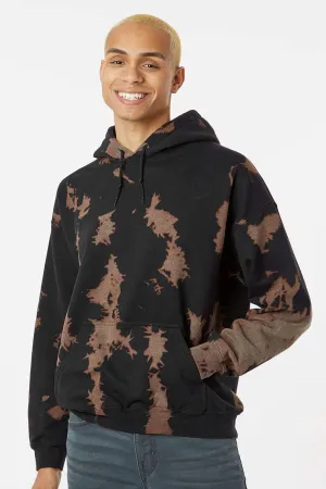 Dyenomite Mens Essential Fleece Bleach Wash Hooded Sweatshirt Hoodie w/ Pouch Pocket - Gobi Clothing Dyenomite
