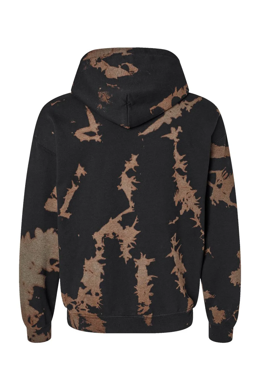 Dyenomite Mens Essential Fleece Bleach Wash Hooded Sweatshirt Hoodie w/ Pouch Pocket - Gobi Clothing Dyenomite
