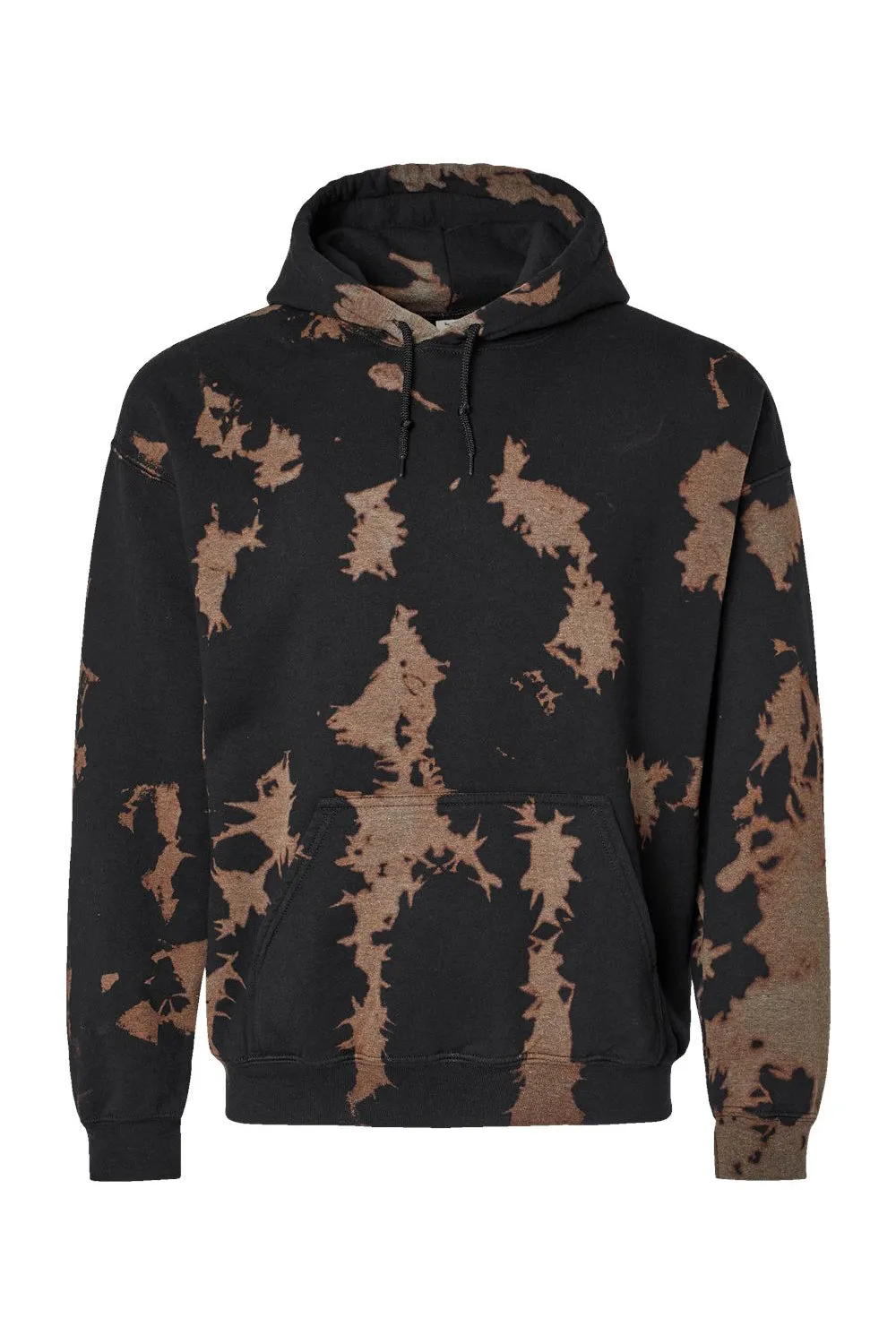 Dyenomite Mens Essential Fleece Bleach Wash Hooded Sweatshirt Hoodie w/ Pouch Pocket - Gobi Clothing Dyenomite